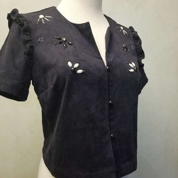 Zara faux Suede Beaded Crop Top (G5) - Picture 5 of 7